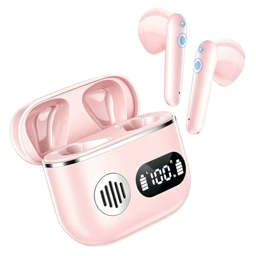 Offerta a tempo: Paekole Cuffie Bluetooth, Auricolari Bluetooth 5.3 - Cuffie Wireless con 4 ENC Cancellazione Rumore Mics, Cuffie in Ear 42 Ore di Riproduzione, Cuffiette Senza Filo HiFi Stereo per iOS/Android - Rosa - 5.0% da 23.99 € a 22.79 €