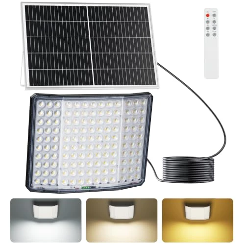 Offerta a tempo: Lampada Solare LED da Esterno 520 LED, Angolo Luce 210°, 20000mAh, Timer | Faro Solare LED da Esterno con Telecomando, 3000/4000/6500K, Dimmerabile, IP66 Impermeabile, per Giardino, Cortile, Garage - 38% da 99.99 € a 61.89 €