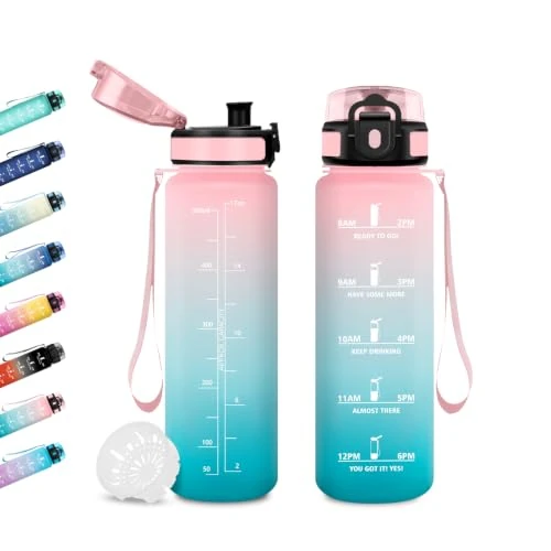 Offre limitée : JAPORIA Gourde 500ml, Gourde Motivation avec Marqueur de Temps, Gourdes Sport avec Filtre pour l'école, Camping, Bureau, Fitness de 12.02 € à 12.02 € (0.00% de remise)