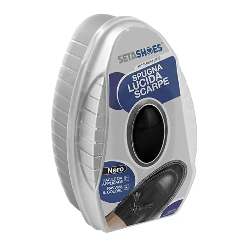 Offerta a tempo: Setashoes Spugna Lucida Scarpe Nera con Serbatoio 6ml - Autolucidante per Calzature in Pelle, Ravviva il Colore Nero, Brillantezza Immediata e Applicazione Facile, Premium Line - 0.00% da 18.99 € a 18.99 €