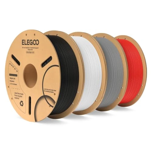 Offerta a tempo: ELEGOO PLA Filamento Stampante 3D 1.75mm Nero/Bianco/Grigio/Rosso 4KG - 5% da 44.99 € a 42.74 €