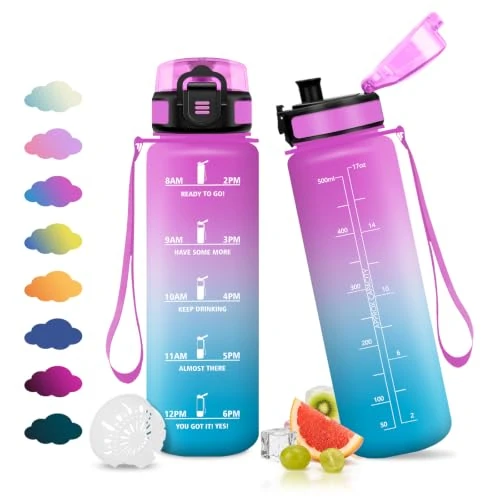 Zeitlich begrenztes Angebot: JAPORIA Wasserflasche 500ml, Trinkflasche mit Filter, Kohlensäure Geeignet, Trinkflasche mit Zeitmarkierung, Auslaufsicher, Wasserflasche für Outdoor, Schule, Büro von 13.99 € auf 7.99 € (42.89% Rabatt)