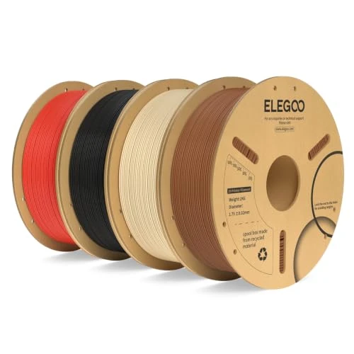 Offerta a tempo: ELEGOO PLA+ Filamento Stampante 3D 1.75mm Marrone/Beige/Nero/Rosso 4KG | PLA Plus, Precisione Dimensionale ±0,02mm, Bobina da 1kg, Compatibile con la Maggior Parte delle Stampanti 3D - 5% da 45.99 € a 43.69 €