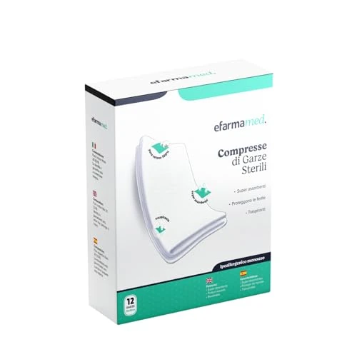 Offerta a tempo: eFarmaMed 12 Pezzi Compresse di Garza Sterili in Cotone Garze Assorbenti per Medicazioni e Protezione Ferite Dispositivo Medico Made in Italy (36x40 cm) - 55% da 8.00 € a 3.59 €