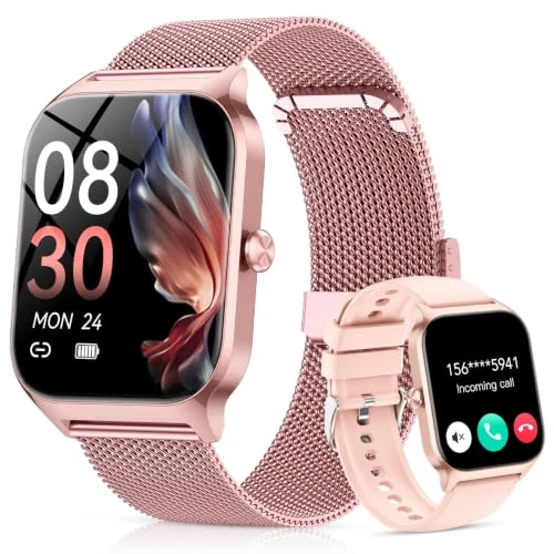 Offerta a tempo: CASCHO Smartwatch Donna, 1.85'' Orologio Smartwatch con Effettua/Risposta Chiamate, 120+ Sportive Smart Watch con Contapassi/Sonno, Fitness Tracker per iOS Android - Elegante oro rosa 7 - 69% da 129.99 € a 39.99 €