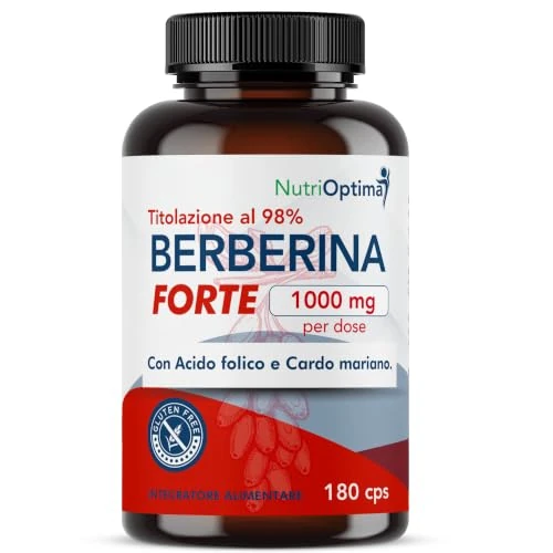Offerta a tempo: Berberina 1000mg Pura HCL Forte con Acido Folico e Cardo Mariano - 180 Capsule Vegetali - 0.00% da 15.90 € a 15.90 €