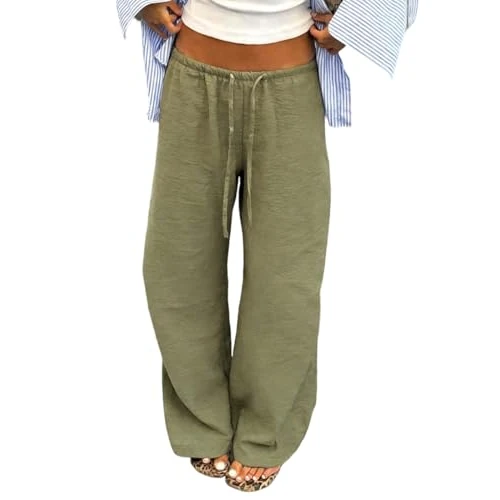 Oferta limitada: OLIPHEE Pantalones Fluidos Mujer Verano Pantalones Cintura Elástica Piernas Anchas Chic y Elegante Pantalón Baggy Casual Deportivo Pantalón Playa Vacacione Verano Moda Verde M (m) de 13.89 € a 13.89 € (ahorro 0.00%)