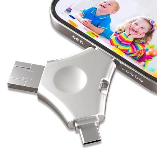 Offerta a tempo: 512GB Chiavetta USB per Iphone, 4 in 1 Pendrive Memoria Esterna per scaricare foto, 512GB USB C Pen Drive USB Stick 3.0, Alta Capacità Memory Stick Compatibile con iphone/Pad/Android/PC - 9% da 43.99 € a 39.99 €