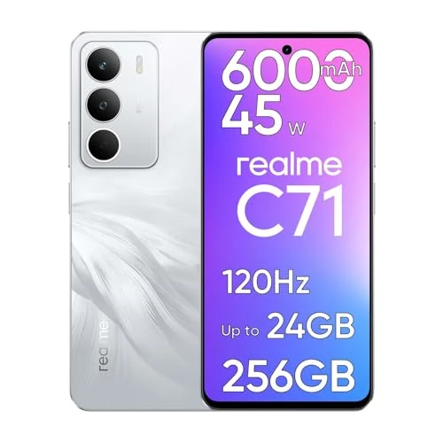 Offre limitée : realme C71 Smartphone, 8GB RAM 256GB ROM Téléphone Portable, 6.67" Écran 120Hz, Batterie 6000mAh et Charge Rapide 45W, Appareil Photo 50MP, Double SIM NFC, Lecteur Empreinte Latéral, Blanc de 159.99 € à 159.99 € (0.00% de remise)