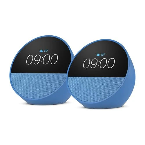 Offerta a tempo: Amazon Echo Spot (modello 2024) | Sveglia intelligente con audio di qualità | Blu, con Accesso Anticipato ad Alexa+ (Confezione da 2) - 60% da 239.98 € a 94.98 €
