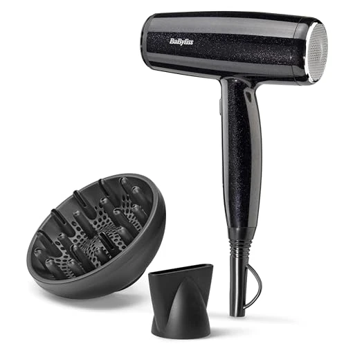 Offerta a tempo: BaByliss Midnight Shine Phon Capelli Leggero - Diffusore per Asciugacapelli, Potente ed Elegante da 2100W, Ionico Anti-Crespo, 3 Impostazioni di Calore e 2 di Velocità, D590DE - 40% da 49.90 € a 29.90 €