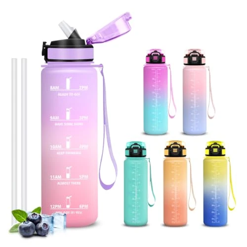 Limited-time offer: Mujigaga 1 Litre Water Bottle, Gym Water Bottle with Straw, Easy to Clean, No Leakage Motivational Bottle, Water Bottles with Time Indicator for Yoga, Hiking, Office, Gym from 15.04 £ to 15.04 £ (save 0.00%)