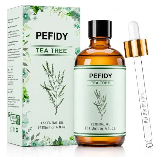 Offre limitée : PEFIDY Huile d'Arbre à Thé 118ml – Huile Aromatique Premium, Formule Végétale & Végane | Tea Tree pour Visage, Soin des Cheveux & Diffuseur Inclus Pipette en Verre pour le Dosage de 9.99 € à 9.99 € (0.00% de remise)