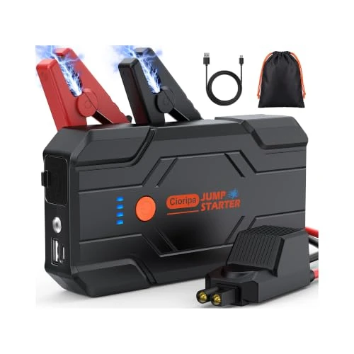 Offerta a tempo: Cioripa Booster Avviamento Auto 8000A - 14.8V Avviatore Batteria Auto 59.2Wh per Auto per Motori 9.0L Benzina e 8.5L Diesel, LED Avviatore di Emergenza per Auto con cavo di sicurezza - 70% da 163.33 € a 48.99 €