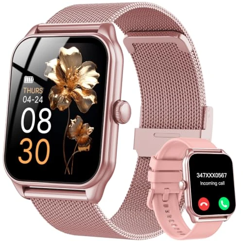 Offre limitée : taopodo Montre Connectée Femme, 1.85" HD Smartwatch Fonction Féminine avec Appel Bluetooth 5.4, 120+ Modes Sportifs, 200+ Cadrans personnalisés, 24H Moniteur Sommeil/FC/SpO2, Android iOS, Rose Pink de 129.99 € à 35.99 € (72% de remise)