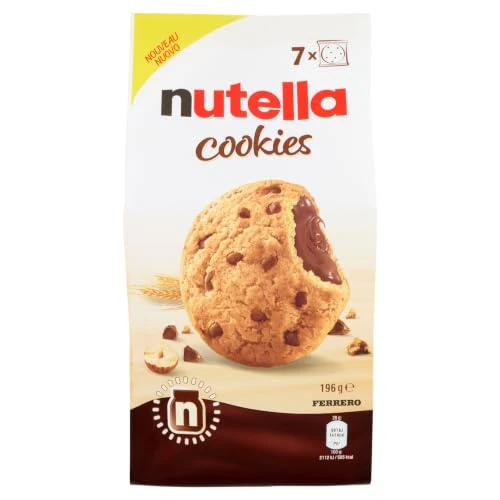 Offerta a tempo: Nutella Cookies, 7 Biscotti con Gocce al Cacao, Monoporzione, 196g | 7 Biscotti Ripieni di Nutella con Gocce al Cacao, dalla Texture Friabile e Delicata, Ideali a Colazione e Merenda - 38% da 5.98 € a 3.69 €