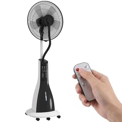 Offerta a tempo: HOMCOM Ventilatore Nebulizzatore con Serbatoio da 3L, 3 Velocità e 3 Modalità, Ventilatore a Piantana con Ruote, Timer 7.5h, Oscillazione 75°, Inclinazione 15°, Display LED, Telecomando, 90W, Ø50cm - 0.00% da 93.95 € a 93.95 €