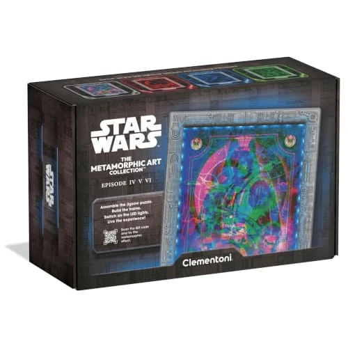 Offerta a tempo: Clementoni - Star Wars Metamorphic Art Collection - Episode IV V VI Trilogia Originale, Quadro Interattivo 520 Pezzi con Cornice e LED RGB, Illustrazione che Cambia con la Luce, Made in Italy, 35162 - 0.00% da 39.90 € a 39.90 €