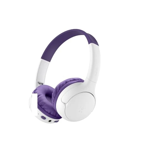 Offerta a tempo: Belkin SoundForm Mini 2 Cuffie Bluetooth per Bambini, Cuffie On-Ear Wireless, Batteria di 55 Ore, Limite Sicuro del Volume di 85 dB, Microfono Integrato per iPhone/PC, iPad/Tablet/Galaxy, Viola - 33% da 29.99 € a 19.99 €