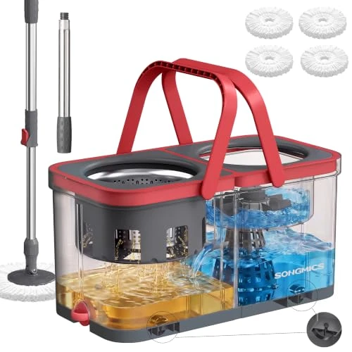 Limited-time offer: SONGMICS Spin Mop and Bucket Set, Clean Water Separation, 4 Microfibre Pads from 29.99 £ to 29.99 £ (save 0.00%)