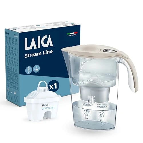 Oferta limitowana: LAICA Stream Line dzbanek do filtrowania wody (2,3 l), cyfrowy zegar, chroni sole mineralne, redukuje chlor, kamień i mikroplastik, w zestawie uniwersalny filtr bi-flux - kolor beżowy, wyprodukowano z 100.90 zł na 100.90 zł (oszczędź 0.