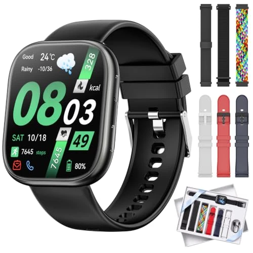 Offerta a tempo: Hwagol Smartwatch Uomo Donna, 7 Cinturini—Regalo Perfetto, 1,83'' Orologio Smartwatch con Chiamate Bluetooth, Notifiche, Contapassi, Sonno, Cardiofrequenzimetro, SpO2, Smart Watch per Android iOS - 73% da 149.99 € a 39.99 €