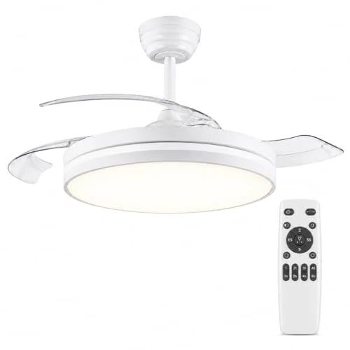 Offerta a tempo: MAKA Ventilatore Ultra Silenzioso da Soffitto con Luce Led 60 watt, 6 Velocità - 3 Pale PVC Reversibili - Motore 30 watt - 220V IP20, Plafoniera Dimmerabile (Luce 60 w - Motore 30 w) - 0.00% da 89.90 € a 89.90 €