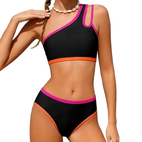 Offerta a tempo: Generico Set di Bikini Bambina 7-14 Anni Monospalla Costume a Due Pezzi con Parte Inferiore del Bikini e Costumi da Bagno Top Imbottitura Mix di Colori Coordinato ad Asciugatura Rapida Anti-UV - 0.00% da 25.98 € a 25.98 €
