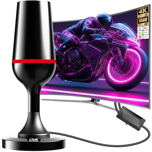 Offerta a tempo: Antenna TV Interna, Antenna TV da Interna amplificata, ricezione terrestre 500 km con base magnetica stabile. Il booster integrato supporta TV 4K/1080P per canali HD locali - 0.00% da 29.99 € a 29.99 €