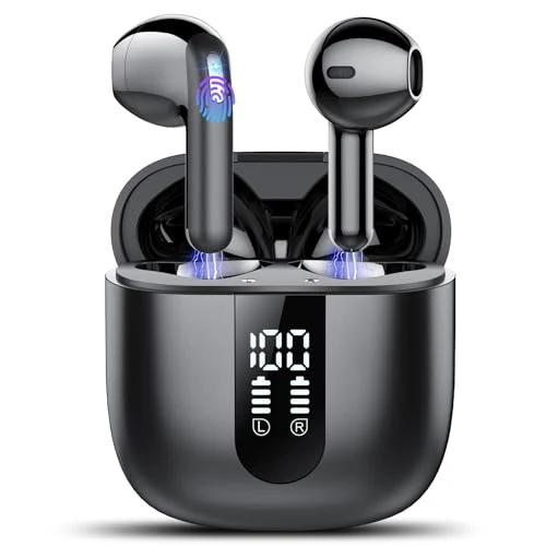 Offerta a tempo: Cuffie Bluetooth, Auricolari Bluetooth 5.4 Stereo HiFi con 4 ENC Mic,Cuffie Wireless con LED Display 50 Ore, Cancellazione Rumore Cuffiette Bluetooth,Touch Control,IP7 Impermeabile Auricolari Wireless - 75% da 99.99 € a 24.99 €
