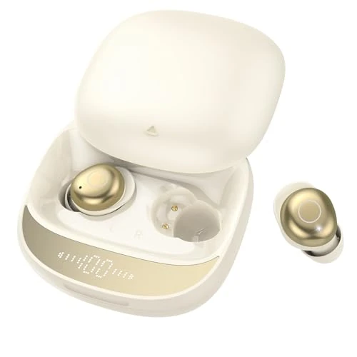 Offerta a tempo: Cuffie Bluetooth, Cuffie per Dormire sul Fianco, Auricolari Bluetooth 5.4 con Doppia Modalità Sonno, 40 Ore Mini Sleep Earbuds Bluetooth, 6 modalità EQ Mini In Ear Auricolari IPX7, Display LED (Beige) - 72% da 129.99 € a 36.99 €