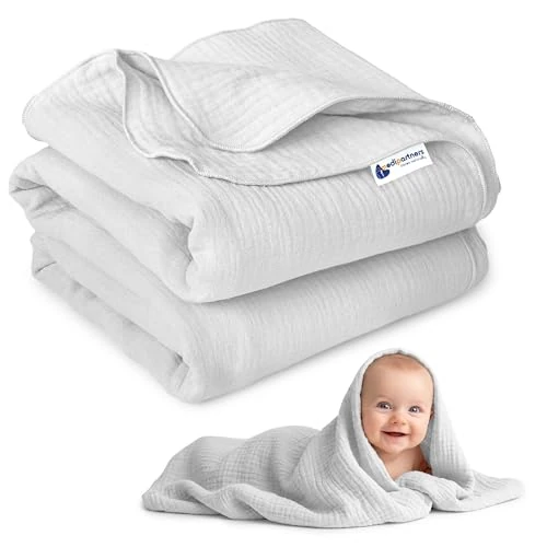 Offerta a tempo: Medi Partners Coperta di Mussola per Neonata 75x100cm Copertina Neonato per lettino - 100% Cotone Mussole naturale Blanket Neonati Invernale Estate Carrozzina Bambino (Grigio) - 0.00% da 17.99 € a 17.99 €