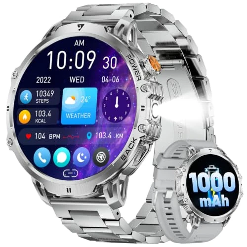Offre limitée : LIGEMI Montre Connectée Homme avec 1000mAh/LED Torche, 1,85" HD Écran Smartwatch Homme avec Appel Bluetooth, IP68 Étanche, Fréquence Cardiaque, Moniteur de Sommeil, 100+ Sportmodi pour iOS Android de 59.99 € à 59.99 € (0.00% de remise)