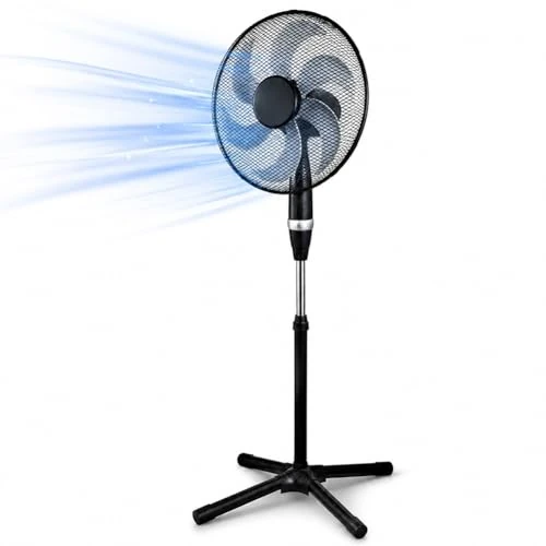 Offerta a tempo: BAKAJI Ventilatore a Piantana Potenza 75 W Nero con 6 Pale Diametro 40 cm e Griglia da 45 cm, Air Fan Autoportante con Base Larga e Solida e 3 Velocità Selezionabili con Anello Scorrimento, Silenzioso - 0.00% da 34.90 € a 34.90 €