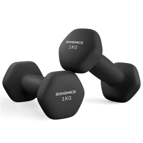 Offerta a tempo: SONGMICS Set di 2 Manubri, 2 x 1 kg, Esagonale, Superficie in PVC | Manubri per Fitness, Esercizio, Addestramento, per Palestro in Casa, Nero, Collezione STEFAN SYL902B101 - 10% da 9.99 € a 8.99 €