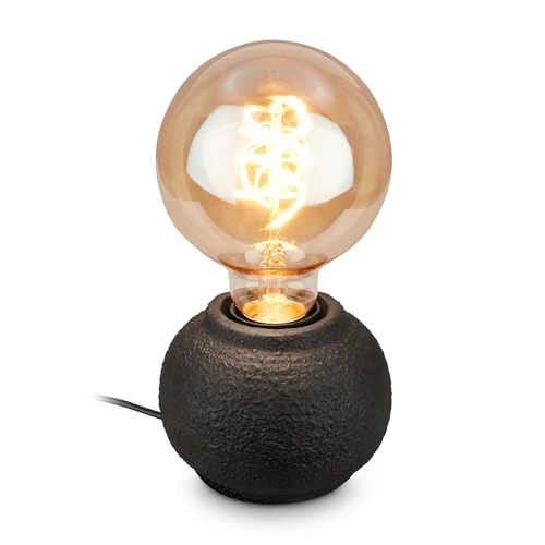 Offerta a tempo: Briloner - Lampada da tavolo con interruttore a filo, base in ceramica, E27 max. 25W, lampada da comodino, scrivania, comodino camera letto, lettura, arredo soggiorno, 10 x 8 cm, Nero - 0.00% da 12.95 € a 12.95 €