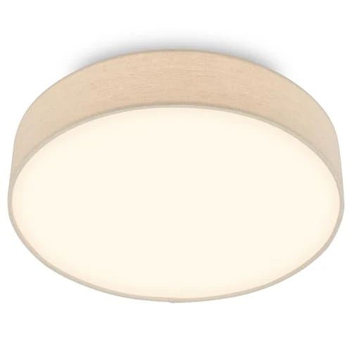 Offre limitée : Briloner - Plafonnier LED avec abat-jour en tissu, 24 W 2600 lm, lumière blanc chaud, lustre salon, chambre, luminaire cuisine, plafonnier LED salon, lampe plafond, 38 x 10,5 cm, Beige de 37.85 € à 39.95 € (-5.55% de remise)