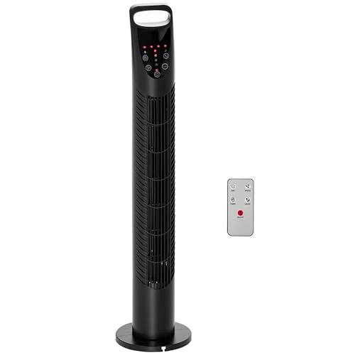 Offerta a tempo: HOMCOM Ventilatore a Torre 40W con 3 Modalità e 3 Velocità, Ventilatore a Colonna Oscillante 70°, Timer 7.5h, con Telecomando fino a 5m, Ф18x78.5cm, Nero - 0.00% da 46.95 € a 46.95 €