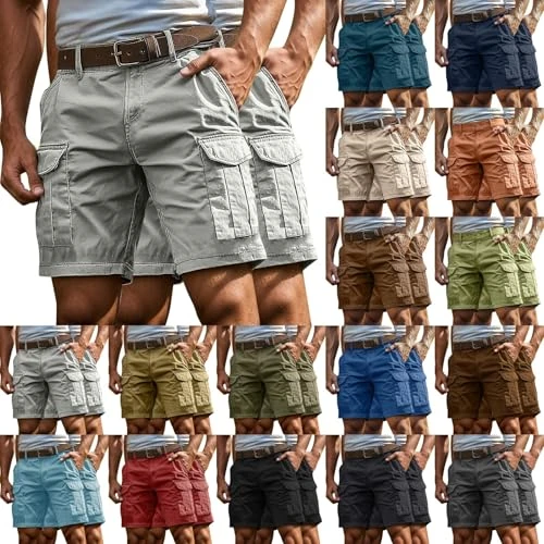 Offerta a tempo: Generico 2PC Pantaloncini Uomo Estivi Bermuda Cargo Shorts Multi-Tasche Pantaloni Corti da Lavoro Uomo Pantaloncini Casual Sportivi Leggero Shorts Trekking Campeggio Vacanza Spiaggia - 0.00% da 25.99 € a 25.99 €