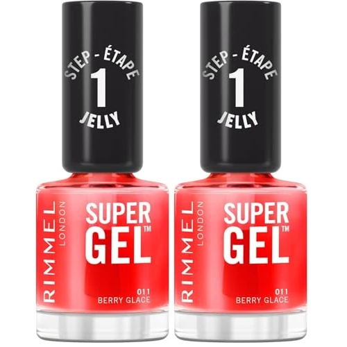 Offerta a tempo: Rimmel London Smalto Unghie Super Gel, 12 ml, Jelly Gloss, 11 Berry Glace (Confezione da 2) - 50% da 9.20 € a 4.60 €