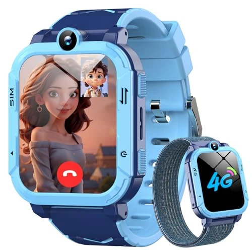 Offerta a tempo: Blackview Smartwatch per Bambini Smartwatch GPS+LBS+Wi-Fi Tracciatrice, SOS, 4G Chiamate, Chat vocale, Videochiamata, SMS, Gioco, Fotocamera, Calcolatrice, Contapassi, Sveglia per Regalo Bambini - 54% da 129.99 € a 59.99 €