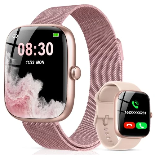 Offerta a tempo: CASCHO Smartwatch Donna, 1.83'' Orologio Smartwatch con Effettua/Risposta Chiamate, 120+ Sportive Smart Watch con Contapassi/Sonno, Fitness Tracker per iOS Android - Oro rosa - 56% da 89.99 € a 39.99 €