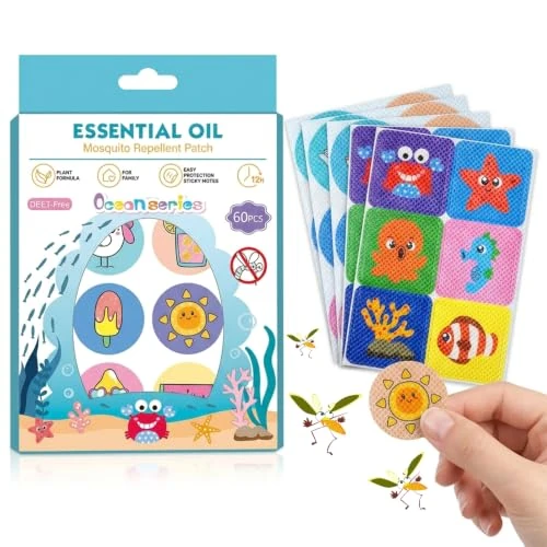 Offerta a tempo: Cerotti Antizanzare Bambini, 60 Pezzi Adesivi Per Zanzare Repellente, Anti Repellente Della Zanzara Patch per Campeggio, Pesca, Attività All'aperto - 5% da 8.99 € a 8.54 €