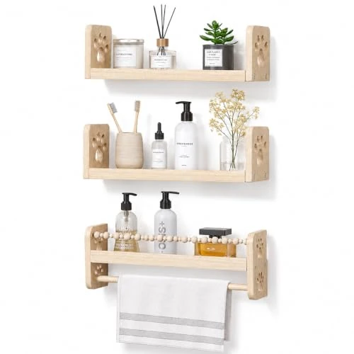 Offerta a tempo: Libreria da Parete per Bambini, mensola da 40 cm per cameretta, set di 3 mensole in legno, Mensole Sospese per giocattoli, mensola Montessori per libri e giocattoli, decorazione per stanza dei giochi - 0.00% da 9.99 € a 9.99 €