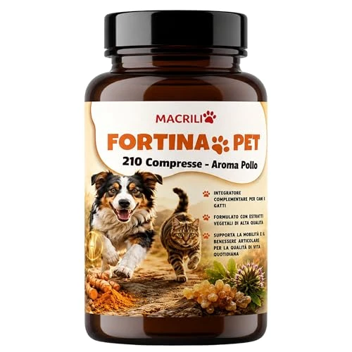 Offerta a tempo: Integratore Articolazioni Cane e Gatto 210 Compresse Aroma Pollo, Supporto Mobilità e Movimento Quotidiano, Curcuma Boswellia Artiglio del Diavolo, Mangime Complementare Naturale - 44% da 24.90 € a 14.00 €