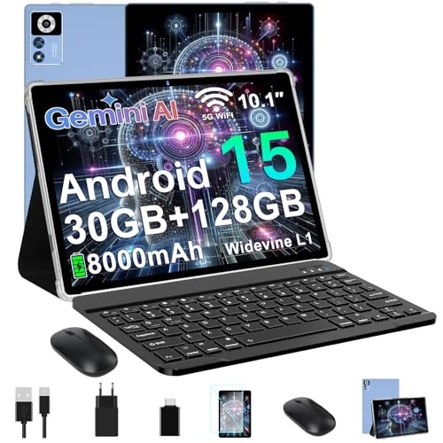 Offre limitée : ZIOVO Android 15 Tablette 10 Pouces,30Go RAM+128Go ROM (TF 1To) Tablet,5G WiFi Tablettes,Octa-Core 2.0 GHz/Gemini AI/Widevine L1/8000mAh/BT 5.0/GPS/Face ID/2 en 1 Tablette avec Clavier et Souris-Bleu de 291.13 € à 291.13 € (0.00% de remise