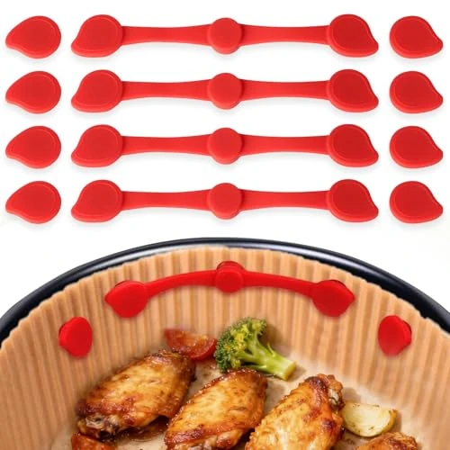 Offerta a tempo: VINATO 12 Pezzi Magneti in Silicone per Friggitrice ad Aria, Accessori da Cucina Resistenti al Calore, Magneti Clip per Fissare la Carta Forno durante la Cottura (Rosso) - 0.00% da 10.99 € a 10.99 €