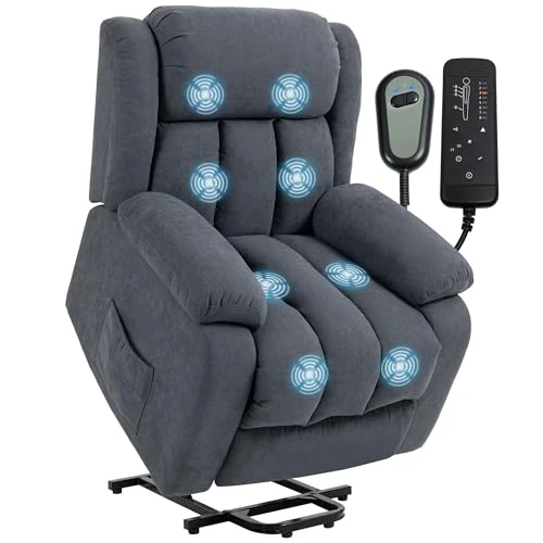 Offerta a tempo: HOMCOM Poltrona Elettrica Alzapersona Reclinabile 135°, Poltrona Relax Massaggiante 8 Punti in Tessuto Effetto Lino Traspirante per Anziani con Telecomando, Poggiapiedi, Tasca Laterale, Grigio Scuro - 0.00% da 347.95 € a 347.95 €