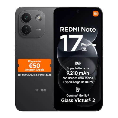 Offerta a tempo: REDMI Note 17 Pro Max 5G, Smartphone 8+512GB, Black, Batteria 9210mAh - 15% da 649.90 € a 549.90 €