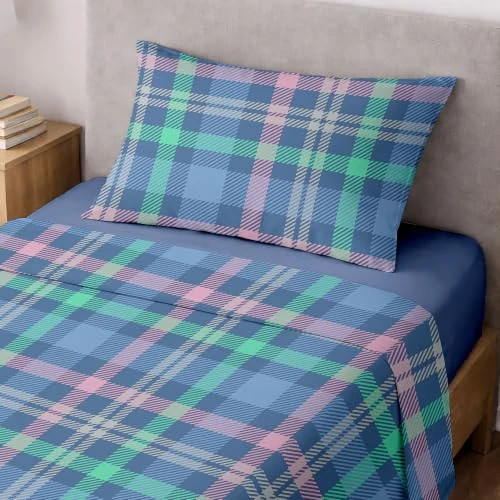 Offerta a tempo: Ruggeri Set Lenzuola Completo Letto Singolo, in Microfibra, Tartan Blu - 0.00% da 19.99 € a 19.99 €